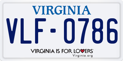 VA license plate VLF0786