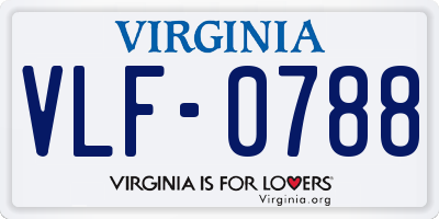 VA license plate VLF0788