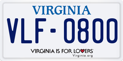 VA license plate VLF0800