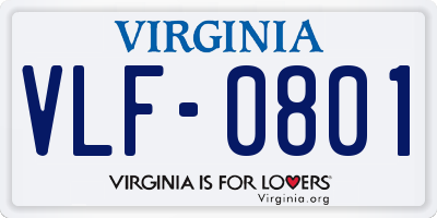 VA license plate VLF0801