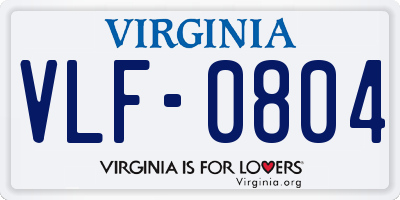 VA license plate VLF0804