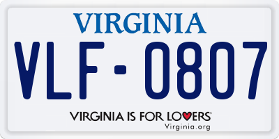 VA license plate VLF0807