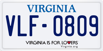 VA license plate VLF0809