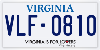 VA license plate VLF0810