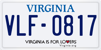 VA license plate VLF0817