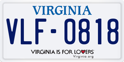 VA license plate VLF0818