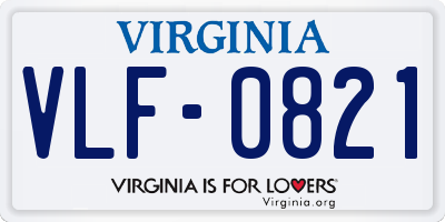 VA license plate VLF0821