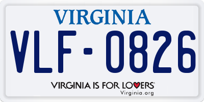 VA license plate VLF0826