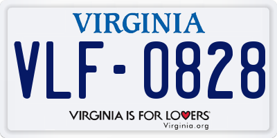 VA license plate VLF0828