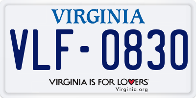 VA license plate VLF0830