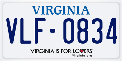 VA license plate VLF0834