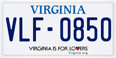 VA license plate VLF0850