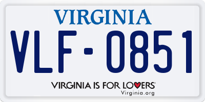 VA license plate VLF0851