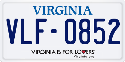 VA license plate VLF0852