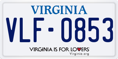 VA license plate VLF0853