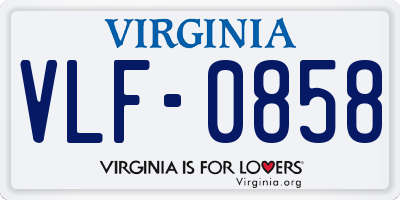 VA license plate VLF0858