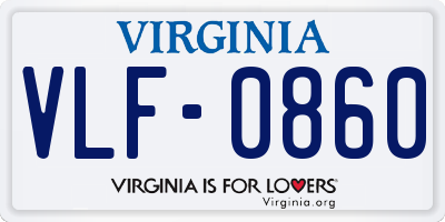VA license plate VLF0860