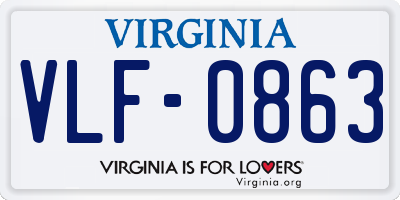 VA license plate VLF0863
