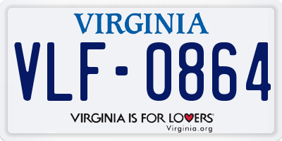 VA license plate VLF0864