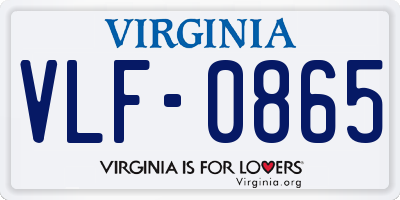 VA license plate VLF0865