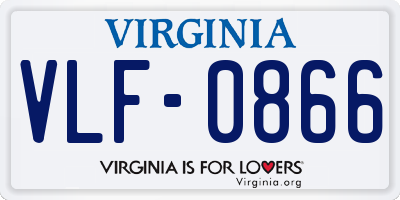 VA license plate VLF0866