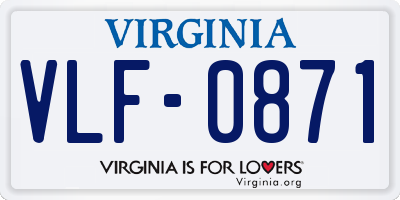 VA license plate VLF0871
