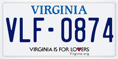 VA license plate VLF0874