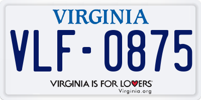 VA license plate VLF0875