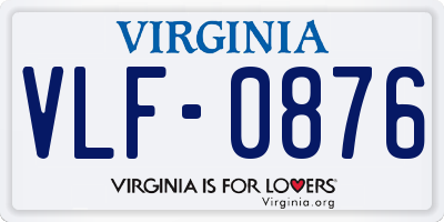 VA license plate VLF0876