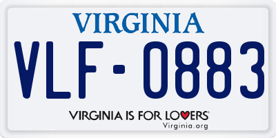 VA license plate VLF0883