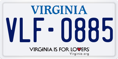 VA license plate VLF0885