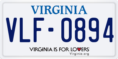 VA license plate VLF0894