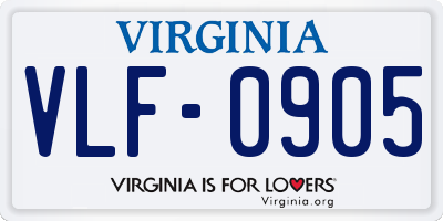 VA license plate VLF0905