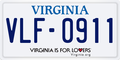 VA license plate VLF0911
