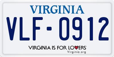 VA license plate VLF0912