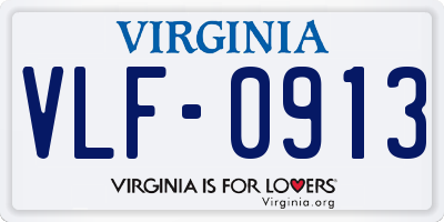 VA license plate VLF0913