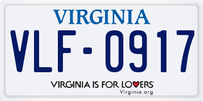 VA license plate VLF0917