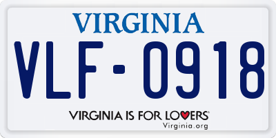 VA license plate VLF0918