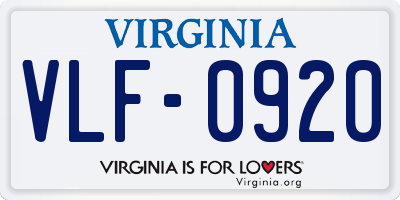 VA license plate VLF0920