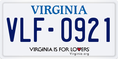 VA license plate VLF0921