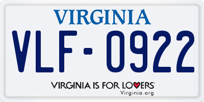 VA license plate VLF0922