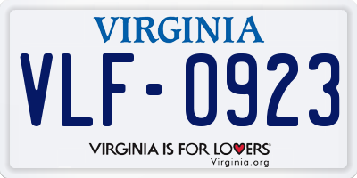 VA license plate VLF0923