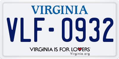 VA license plate VLF0932