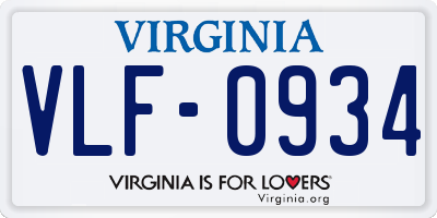 VA license plate VLF0934
