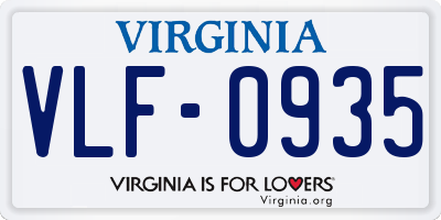 VA license plate VLF0935