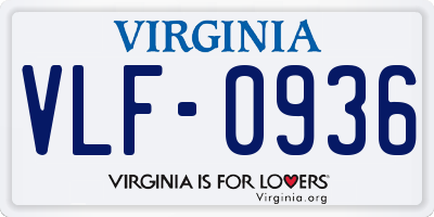 VA license plate VLF0936