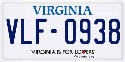 VA license plate VLF0938