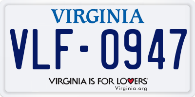 VA license plate VLF0947