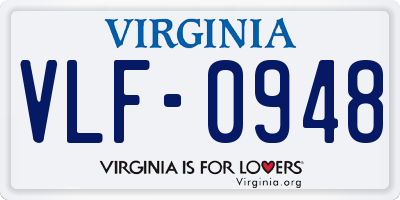 VA license plate VLF0948