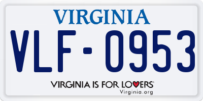 VA license plate VLF0953